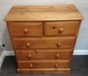 Solid pine five drawer chest
