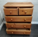 Solid pine five drawer chest