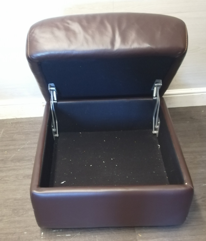 quality BROWN LEATHER STORAGE FOOTSTOOL