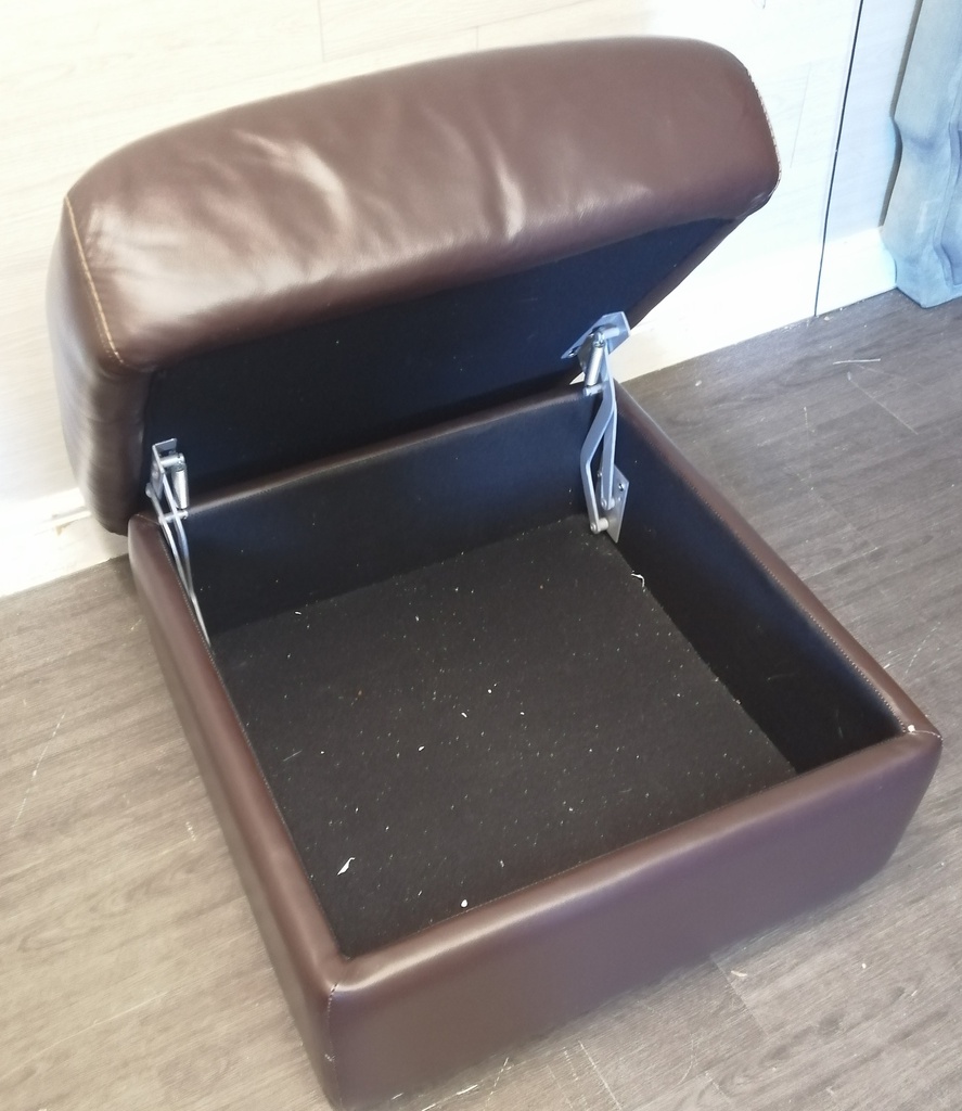 quality BROWN LEATHER STORAGE FOOTSTOOL