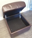 quality BROWN LEATHER STORAGE FOOTSTOOL