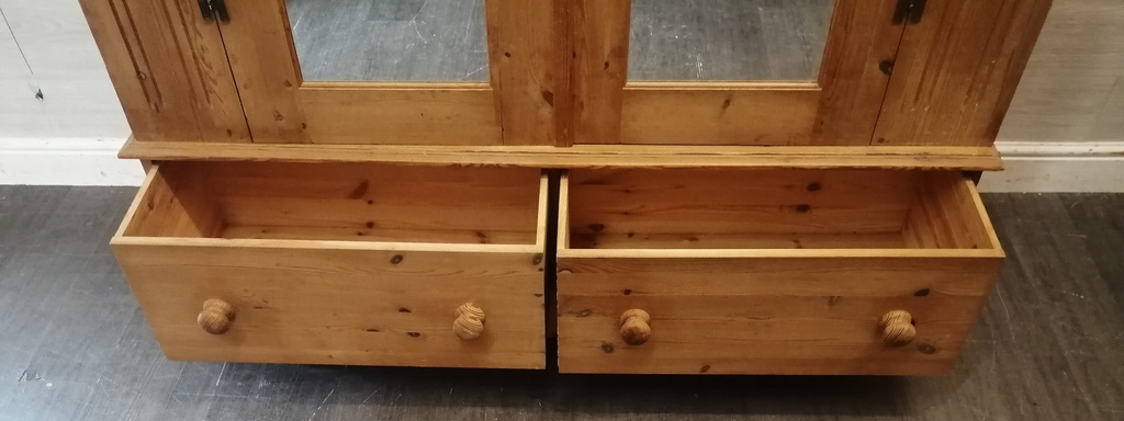 QUALITY LARGE 2 DOOR PINE WARDROBE with mirrors