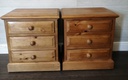 PAIR SOLID PINE THREE DRAWER BEDSIDES CHESTS