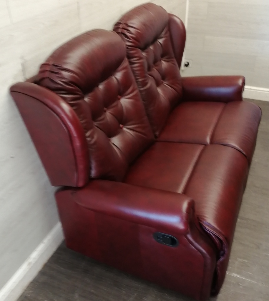 Lovely High Back Leather Two Seater Recliner Sofa