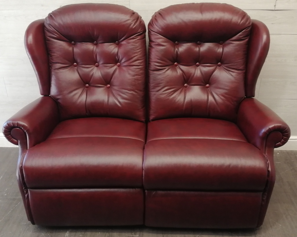 Lovely High Back Leather Two Seater Recliner Sofa