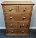 Large Solid Pine Five Drawer Chest