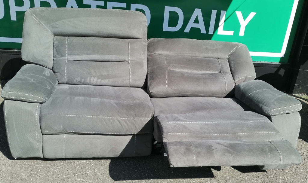 GREY TONED LARGE  TWO SEATER RECLINER SOFA