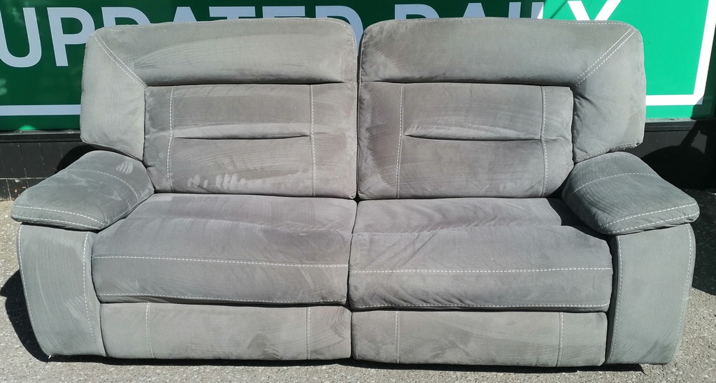 GREY TONED LARGE  TWO SEATER RECLINER SOFA