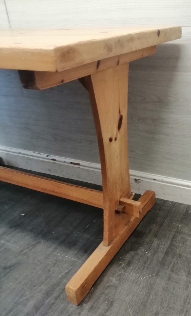 Solid Pine Dining Table &amp; Two Benches
