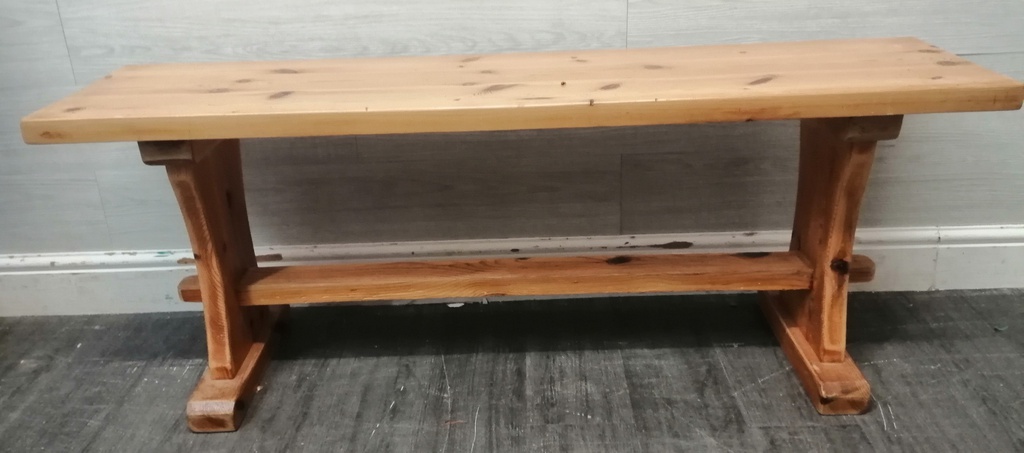 Solid Pine Dining Table &amp; Two Benches