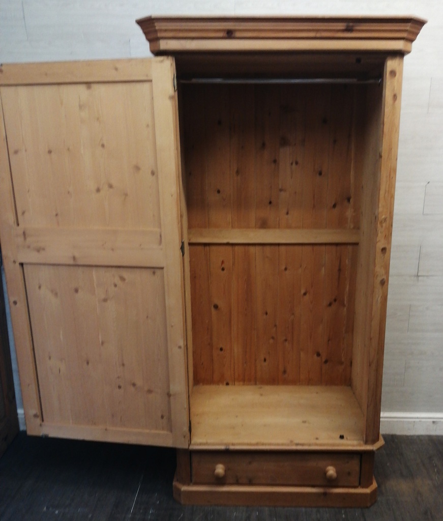 Solid pine single door wardrobe