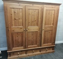 Quality large triple size solid pine wardrobe with drawers