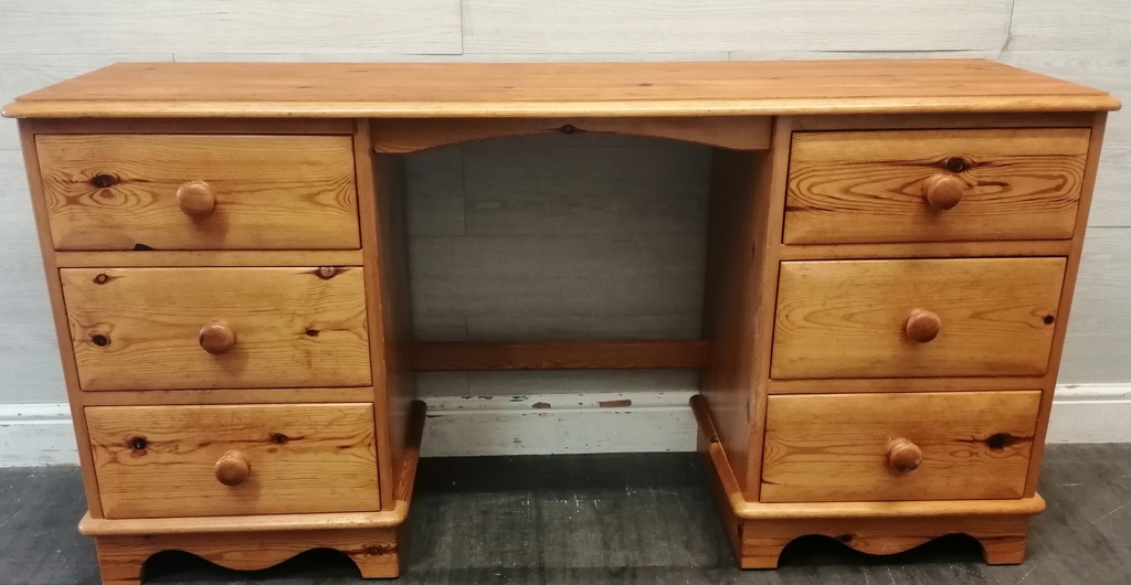 Pine Six Drawer Dressing Table / Desk By Love Lace