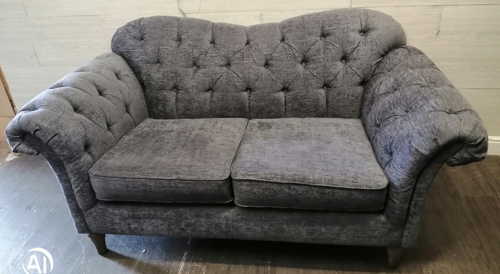Grey Button Back Chesterfield Style Sofa