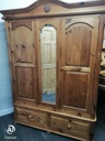 Quality triple size solid pine wardrobe with mirror &amp; drawers