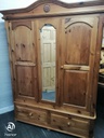 Quality triple size solid pine wardrobe with mirror &amp; drawers