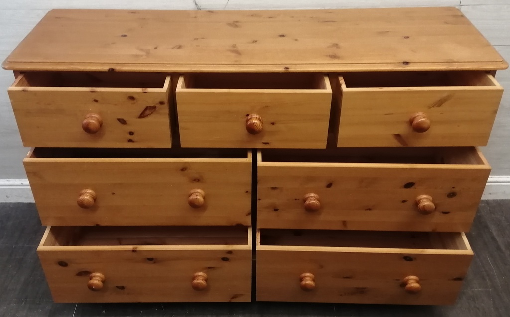 Quality Solid Pine Large Seven Drawer Merchant Style Chest