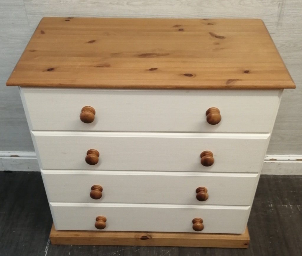 QUALITY SHAKER STYLE CREAM CHEST OF FOUR DRAWERS