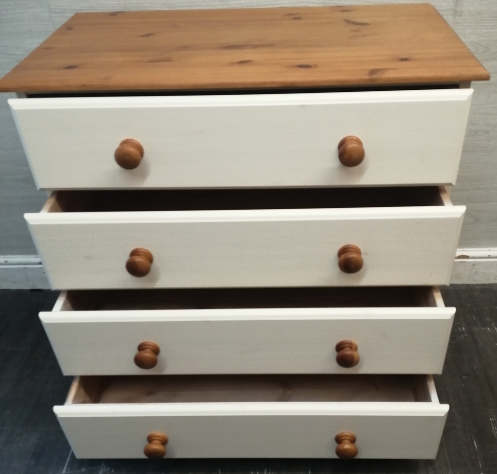 QUALITY SHAKER STYLE CREAM CHEST OF FOUR DRAWERS
