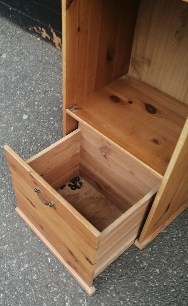 SLIM LINE NARROW PINE BOOKCASE WITH DRAWER