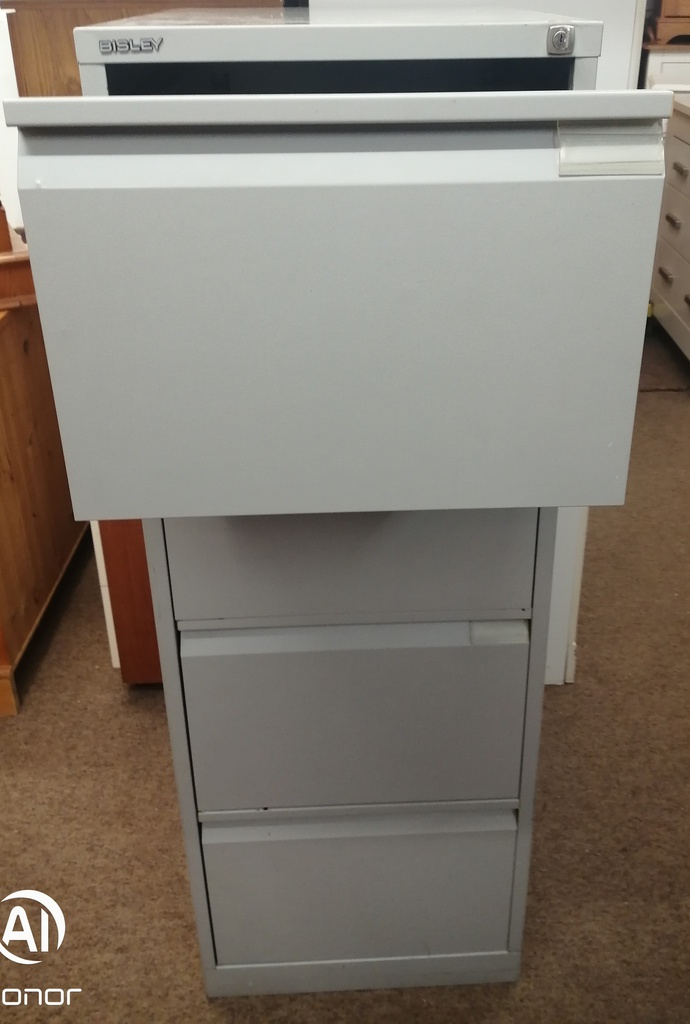 BISLEY Grey Metal Four Drawer Filing Chest