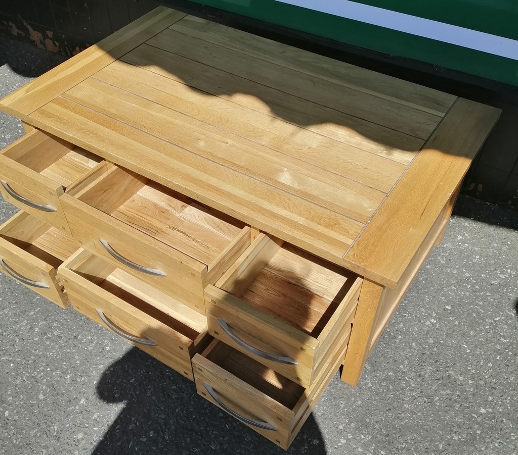 Oak Coffee Table With bank of Drawers