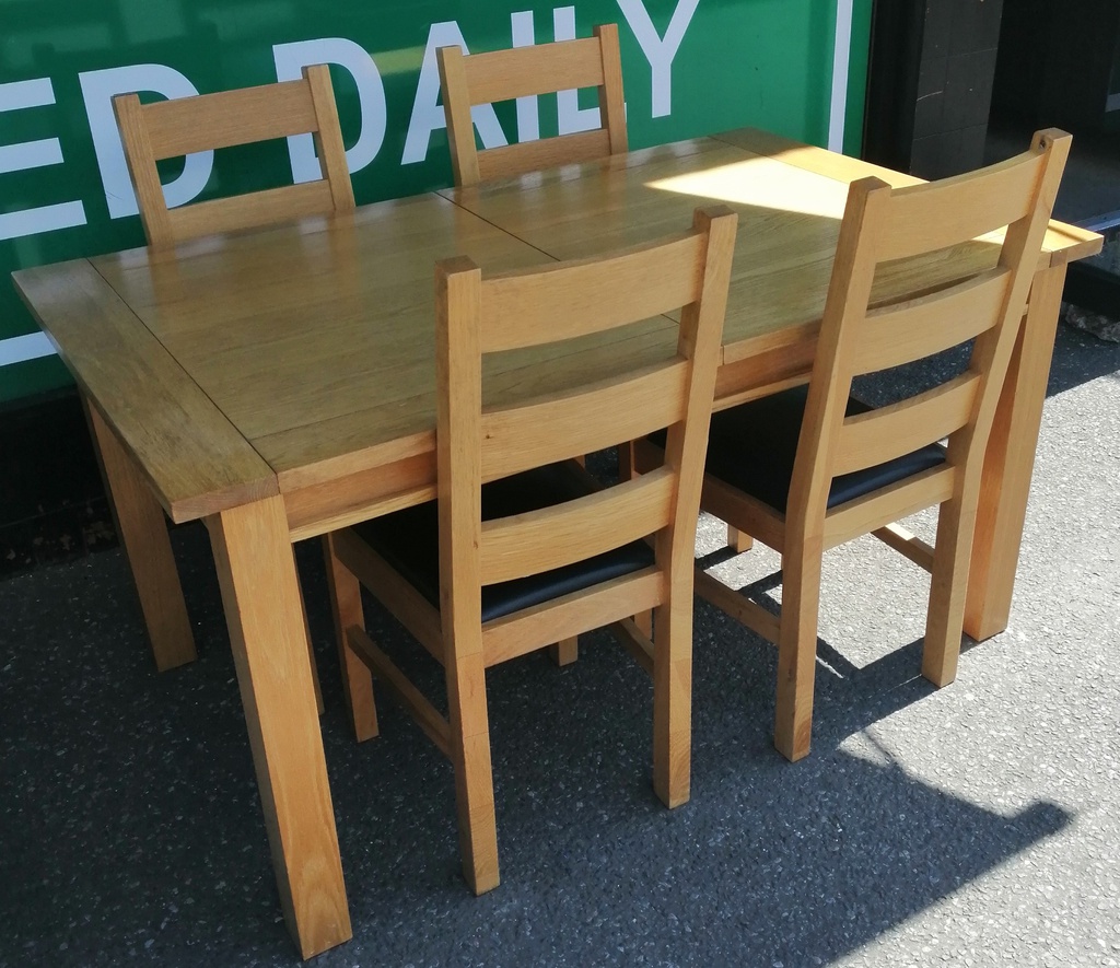 Quality set 4 x Oak Slat Back Dining Chairs