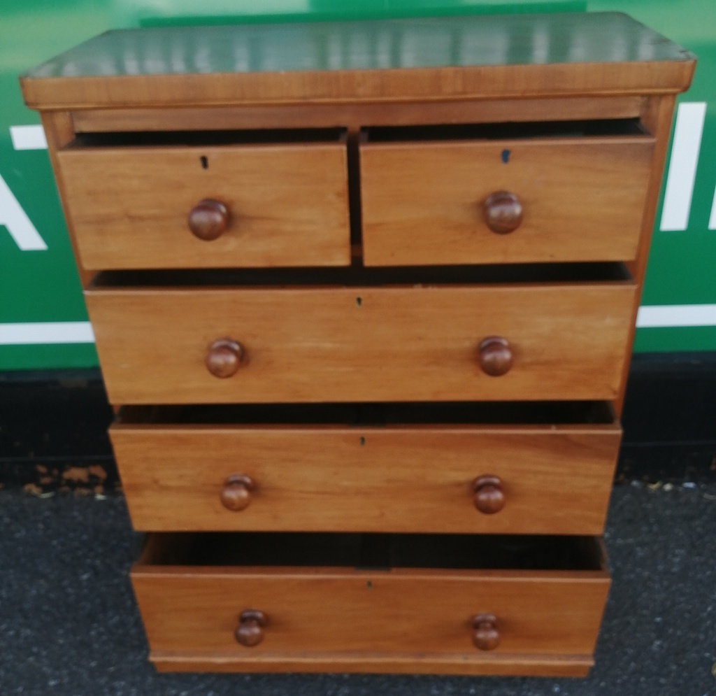 Large old antique chest of 5 drawers