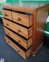 Large old antique chest of 5 drawers