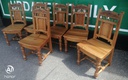 SET OF 6 RUSTIC PINE DINING CHAIRS