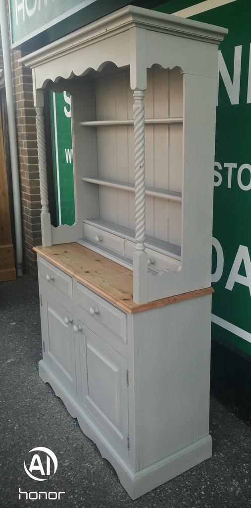 SOLID PINE SHABBY CHIC GREY PAINTED DRESSER UNIT