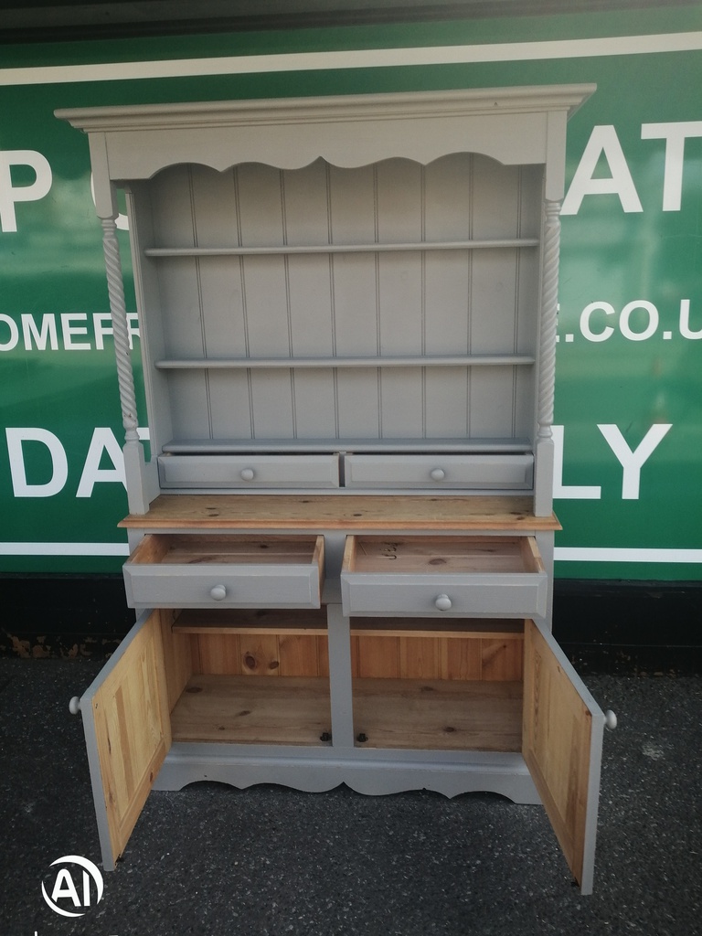 SOLID PINE SHABBY CHIC GREY PAINTED DRESSER UNIT