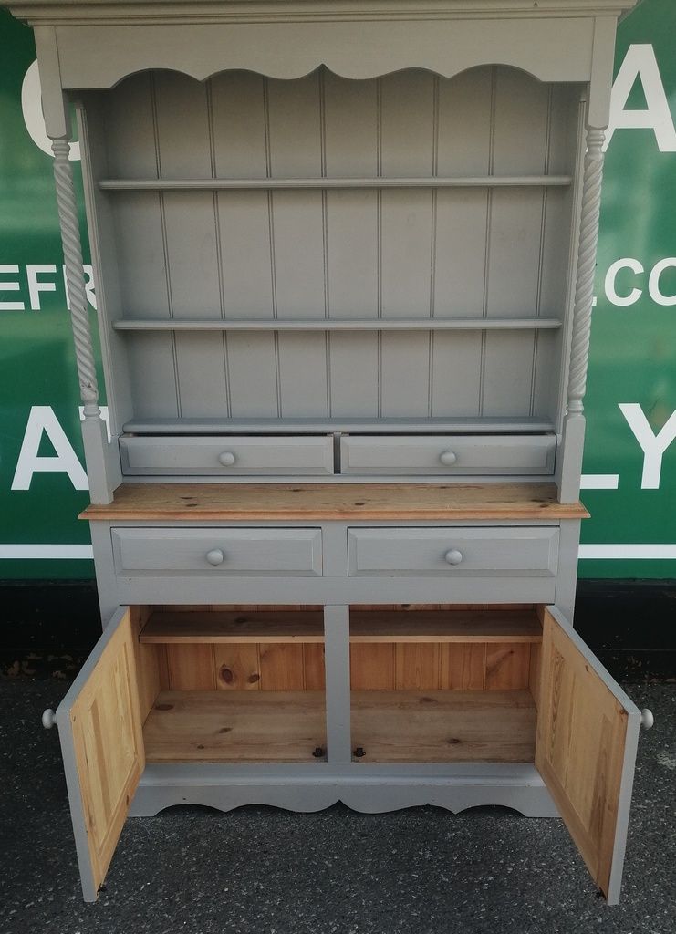SOLID PINE SHABBY CHIC GREY PAINTED DRESSER UNIT