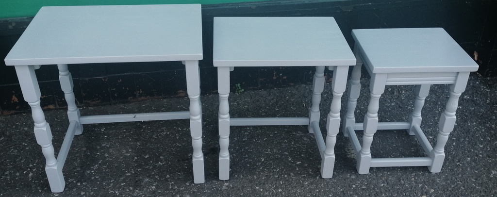 Nest of Three painted grey tables