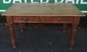 Solid pine neat 4ft 7" dining table with drawers