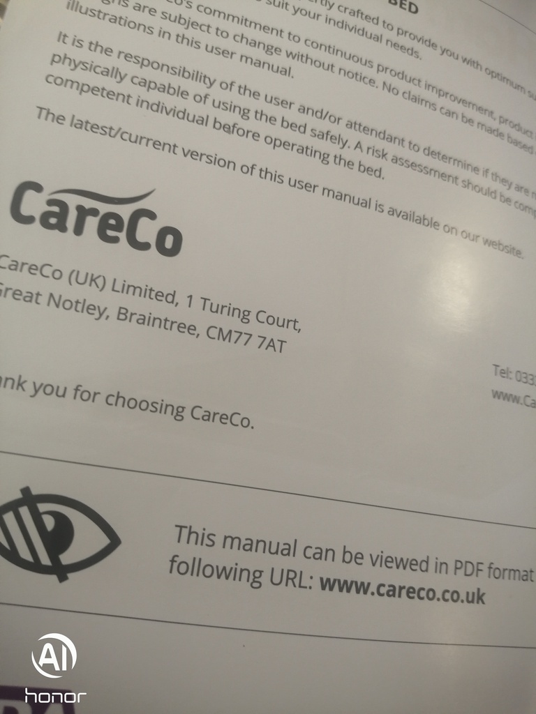 STUNNING 4FT HARMONY ADJUSTABLE ELECTRIC BED FROM CARECO