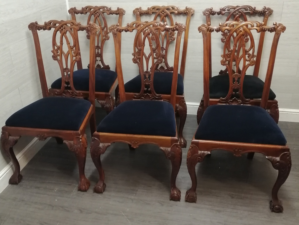 Set of six chippendale mahogny ball &amp; claw feet style chairs