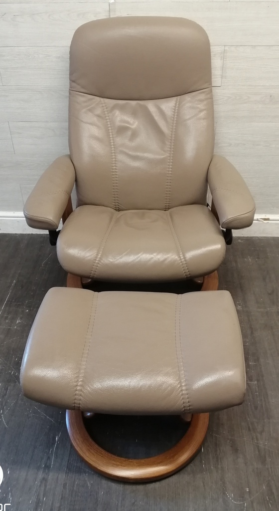STRESSLESS Leather Recliner Chair with Footstool