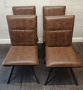 SET 4 MODERN BROWN  FAUX LEATHER DINING CHAIRS