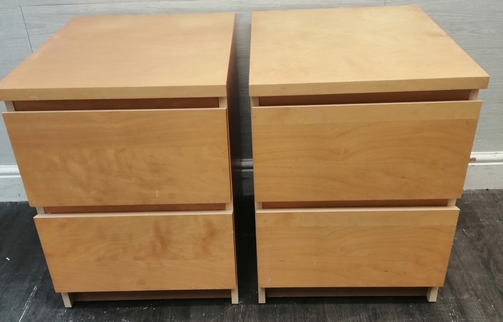 Pair of beech style bedside chests