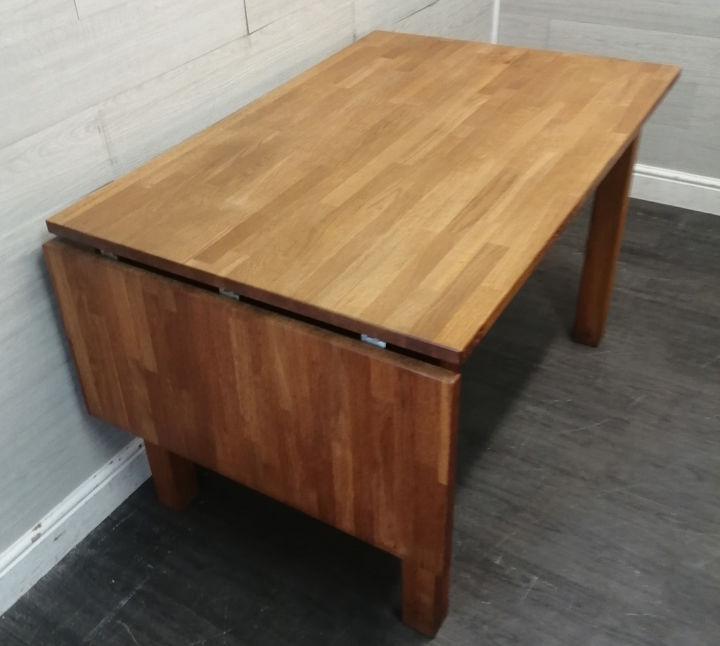 SOLID BLOCK WOOD DROP LEAF DINING TABLE