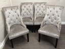 4 x Grey Crush Velvet Knocker Back Dining Chairs