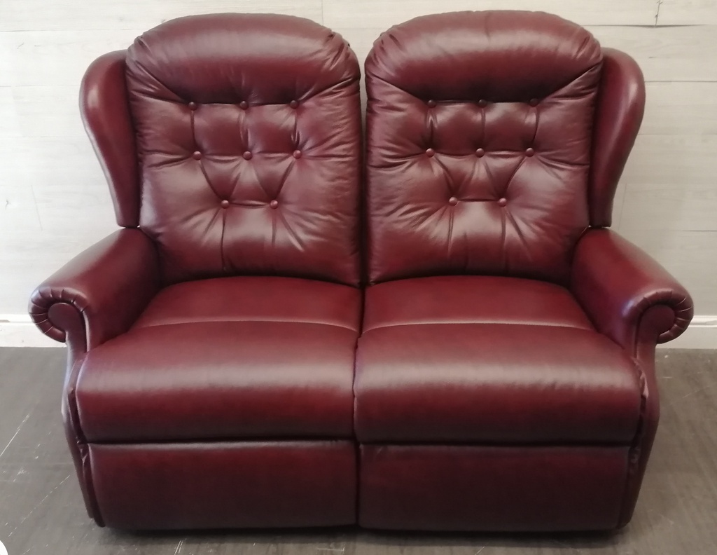 Lovely High Back Leather Two Seater Recliner Sofa