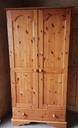Double pine wardrobe with drawer