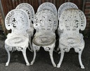 Set of six metal garden chairs