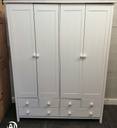 White Triple Wardrobe with Drawers