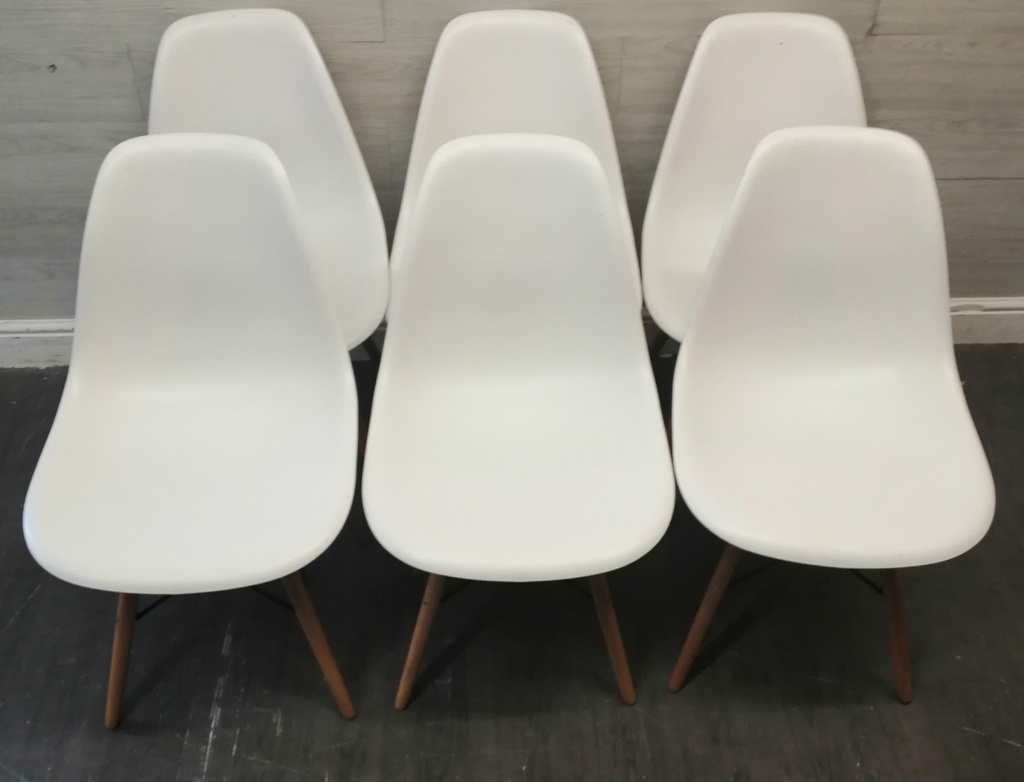 SET OF 6 WHITE EAMES STYLE CHAIR