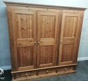 Quality large triple size solid pine wardrobe with drawers