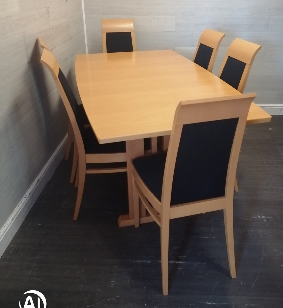 QUALITY  JOHN.E.COYLE  EXTENDING TABLE AND 6 CHAIRS