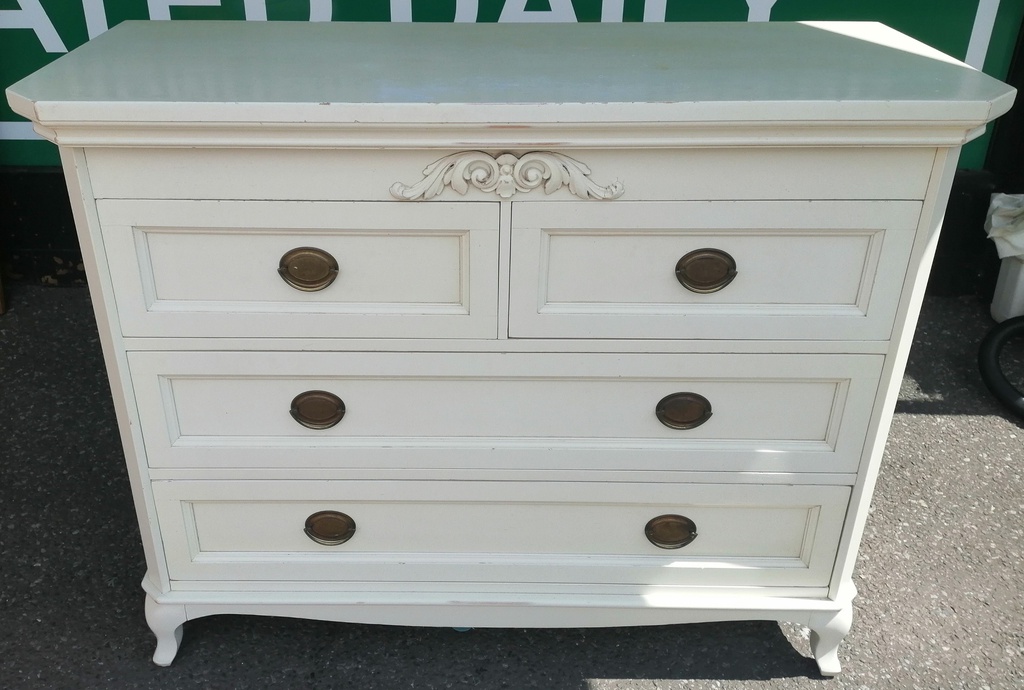 Laura Ashley Off White Shabby Chic  Chest of Four Drawers